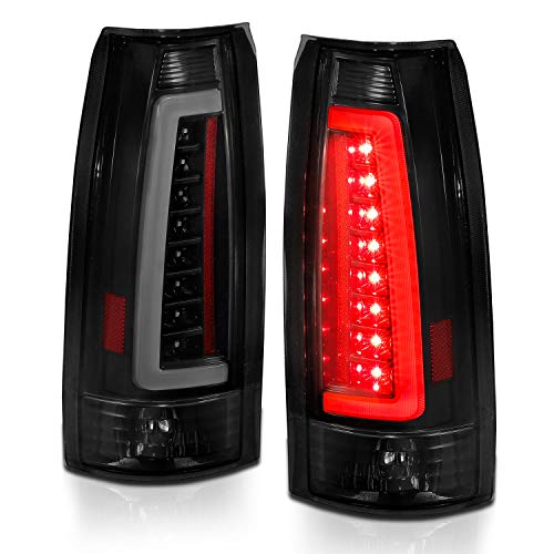 Amerilite Full Size Tahoe Suburban C-Type Led Tube Tail Lights Set For 1988-1999 Chevy Gmc;Pickup Truck C/K - Passenger And Driver Side (Smoke), Vehicle Light Assembly, Smoke #TOP2