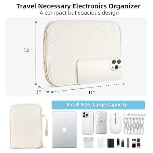 ZFZGFRCS Electronics Organizer Travel Case, Charger Bag Cord Organizer Travel, All-in-One Cable Organizer Bag for Charger, Cords, Phone, Headphones, Flash Drive, SD Card (Beige, Large-Double Layer) by ZFZGFRCS - Image 4