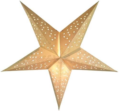 Guru-Shop Estrella de Papel Iluminada de Adviento Plegable, Poinsettia 40 cm - Tantalos Small Natur, Star Fensterdeko