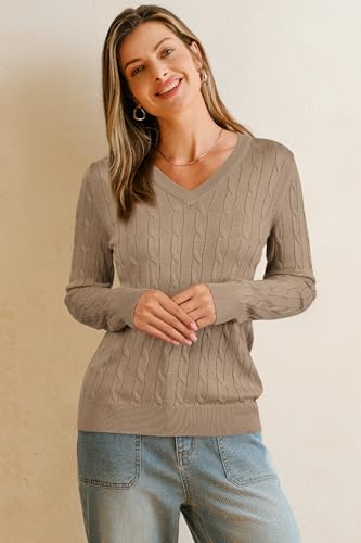 Image of Arach&Cloz Women's Wool Blend Fall Sweaters Business Casual Outfits 2026 | Soft&Breathable Pullover, Long Sleeve, V-Neck, Relaxed Fit Workwear, Business Casual, Teacher Outfits