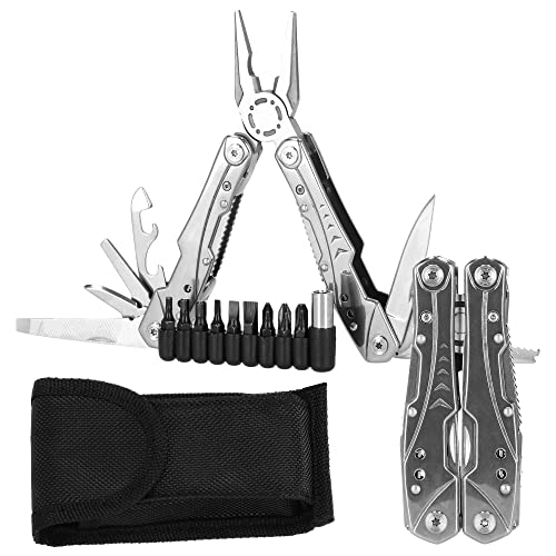 SPRINGOS Multitool Taschenwerkzeug Multifunktionswerkzeug 21 in 1 Allzweckzange mit Flaschenöffner Schraubenzieher Säge Multi Tool für Camping in Etui
