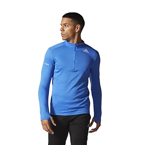 adidas Performance Men's Sequencials Half-Zip Long Sleeve Top, Blue, Large