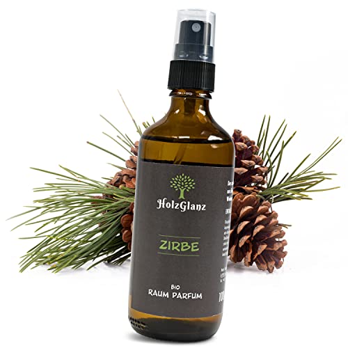 HolzGlanz Bio Zirbenspray 100ml - naturreiner Duftspray aus der Zirbelkiefer - Zirben Raumduft - Zirbelkiefer Spray Raumspray Kissenspray - aus Österreich