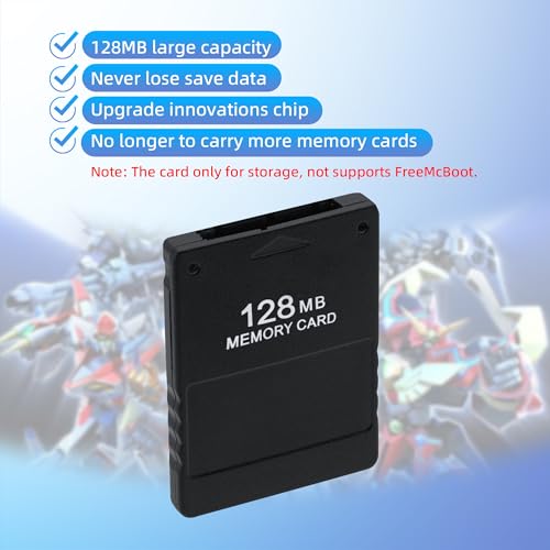 Tolesum Karta pamięci do gier 128 MB na PS2 Karta pamięci do szybkich akcesoriów do tworzenia kopii zapasowych kompatybilna z grą PlayStation 2