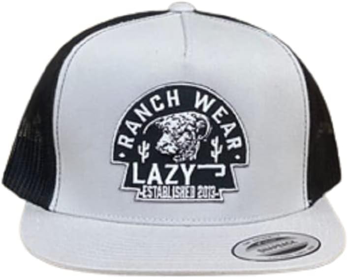 GenericMens Baseball Cap SILBLK4ARR Lazy J Ranch Wear Silver & Black 4" Arrowhead Patch Cap