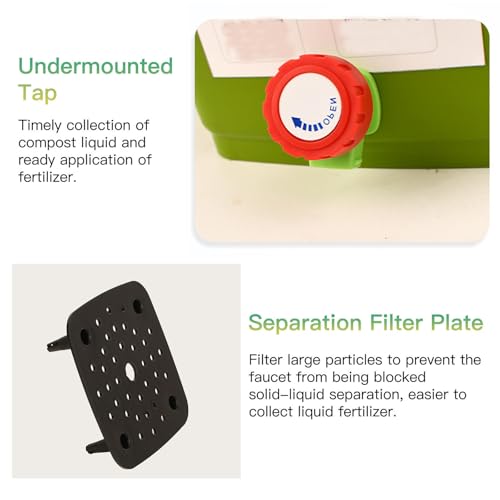 LFLIFENG Kitchen Composter With Faucet Collect Compost Liquid Compost Bins Convenient Recycling of Food Waste Kitchen Compost Bin Countertop,Style3(15L)-1Set - Image 4