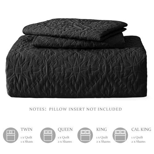 Exclusivo Mezcla California King Quilt Bedding Set, Lightweight Soft Bedspreads Coverlets with 2 Pillow Shams, Modern Black Oversized Quilts King Size for All Seasons by Exclusivo Mezcla - Image 6