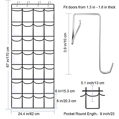 28 Large Pockets Over The Door Shoe Organizer, Hanging Shoe Organizer For Closet, Premium Clear Shoe Rack For Door, Shoes Hanger Organizers Storage Holder For Back Of Door And 4Metal Hook White Vopton #TOP1