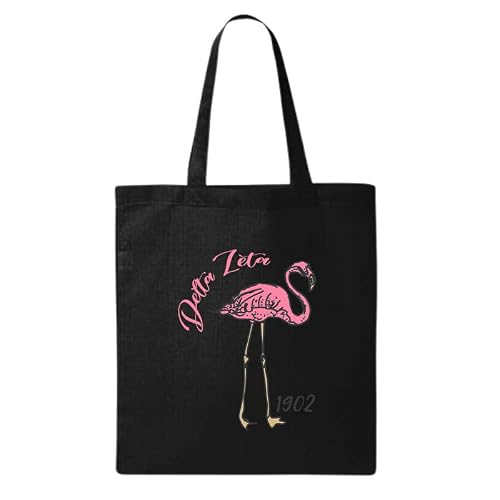 Kite and Crest Delta Zeta Flamingo Bliss Sorority Tote Bag | Dee Zee Bid Day Gift | Canvas Tote Bag | Big Little Basket | Beach Bag | Laptop Bag