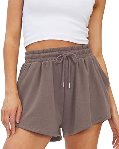 Trendy Queen Womens Sweat Shorts Casual Summer Comfy Lounge Athletic Shorts Elastic Cotton Running Shorts Coffee