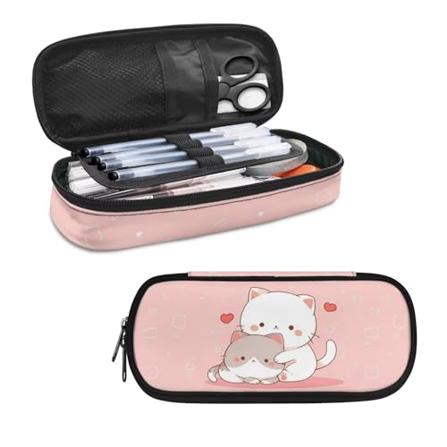 Image of Kawaii Cat Pencil Case School Pen Holder Pencil Bag Aesthetic Pen Pouch with Compartments Stationery Organizer School Supplies for Teen Girls Kids School Office Outdoor Home Desk