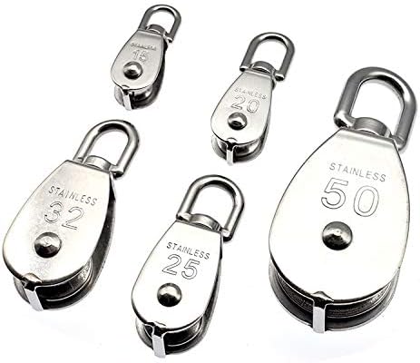 الفولاذ المقاوم للصدأ بكرة m15 / m20 m25 m32 m50 عجلة واحدة دوارة رفع حبل بكرة مجموعة رفع عجلة أدوات (Bore Diameter : M15)