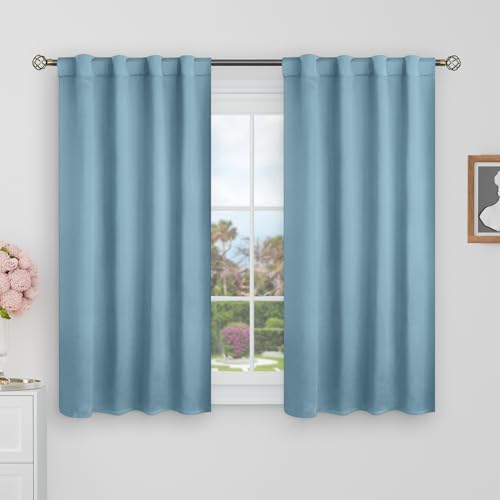 BGment Blackout Curtains 40 inch Length for Short Windows, Greyish Blue