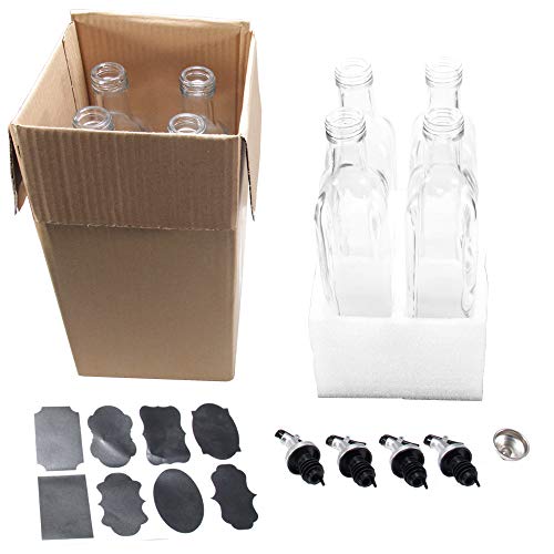 17 OZ Oil Dispenser Bottle 4 Pack, WERTIOO Glass Olive Oil and Vinegar Dispenser Set Oil Container with Funnel & Pen and Tag for Kitchen - Thumbnail 7
