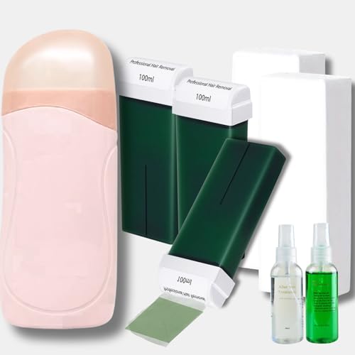 Image of Roll On Waxing Kit for Women with Wax Warmer - Complete Hair Removal Kit with 3 Wax Cartridges, 200 Wax Strips, Pre and Post Wax Spray - Body Waxing Set for Legs, Arms and Underarms