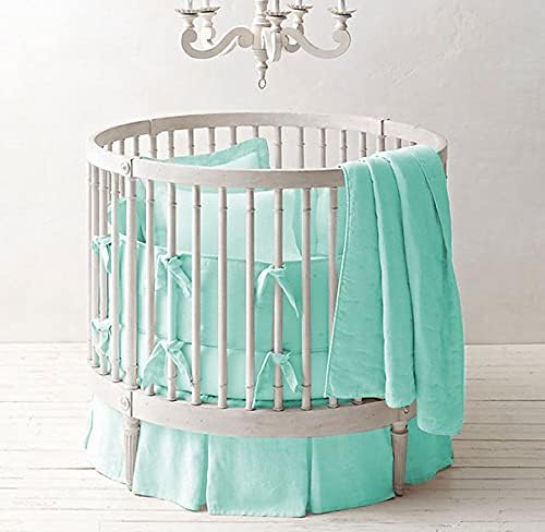 Silver Gray 100% Egyptian Cotton Comforter 4 Pc Baby Round Bedding Set (Size_Fitted 9" deep Pocket, Pleated Round Bed Skirt 15'' Drop)