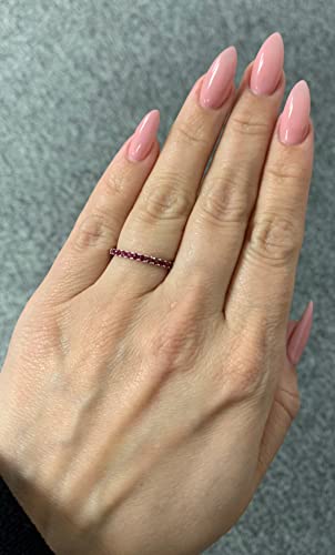 10K White Gold Natural Ruby Stackable Wedding Anniversary July Birthstone Band Ring - Size 7 #TOP1