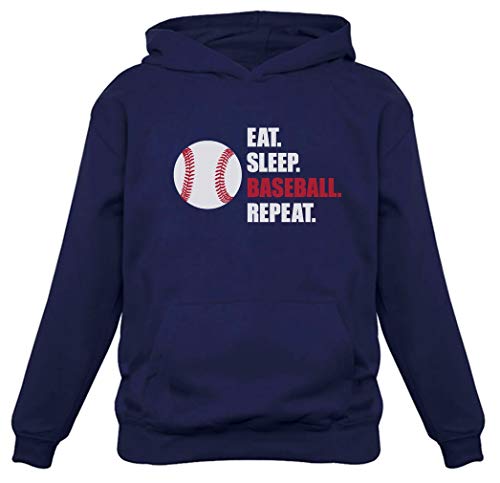 Eat Sleep Baseball Repeat Sweatshirt Gift for Baseball Fans Hoodie Small Blue