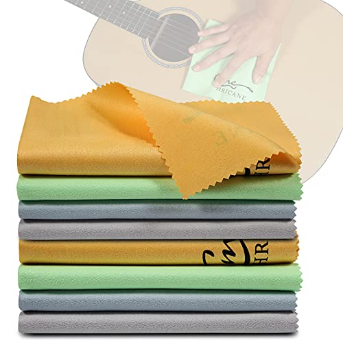 Hricane Guitar Cloths Ultrafine Fiber Suede (8-Pack 12"X12") Plush Polishing Cloths For Musical Instruments Premium Polishing & Cleaning Cloths For Guitar Violin Piano Clarinet Trumpet Sax Universal #TOP2