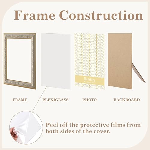 Image of VIOLABBEY 5x7 Picture Frame White, Vintage Frames Ornate without Mat | Antique Photo Frame, Wall Hanging or Tabletop Display, HD Plexiglass, Wall Decor