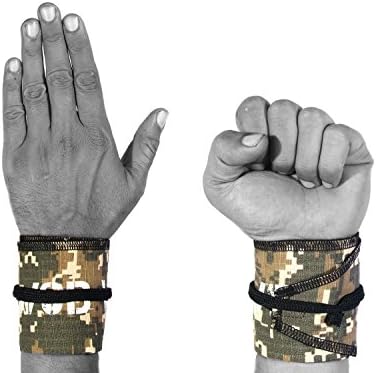 WOD Wear Wrist Wraps for Powerlifting, Strength Training, Bodybuilding, Cross Training, Olympic Weightlifting, Yoga Support - One Size Fits All (Camo/Black Stitch)