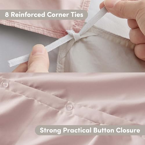 Image of Nestl California King Duvet Cover Blush - Soft Double Brushed Duvet Set with Button Closure & Corner Ties, 3 Piece Luxurious Pinch Pleated Duvet Cover Set 104x98 Inches with 2 Pillow Shams