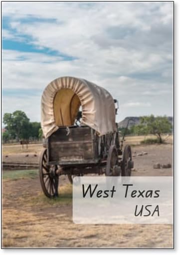 End View of A Covered Chuck Wagon in West Texas, Fridge Magnet