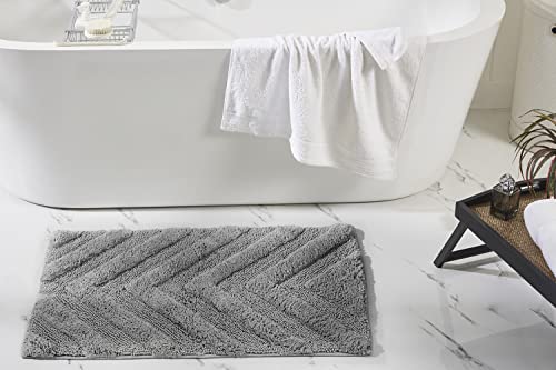 Better Trends 4 Piece Bathroom Rug Set 100% Cotton Non-Slip Washable Bath Mat, Soft & Absorbent Bath Rugs for Bath Room, Shower, Bathtub & Spa Floors Gray Hugo Collection by Better Trends - Image 2