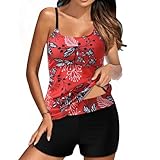 Ofertas Flash del Dia Tankinis Mujer 2025,Traje de Baño Mujer 2 Piezas Bañador Push Up Conjunto de Bañadores Sexy Bikini Sets Deportivo Ajustables Tankini Cuello V Ropa de Playa Cintura Alta Boyshort