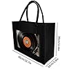 FodPand Tote Bags Reusable Shopping Bag Grocery Bag Vintage Vinyl Record Felt Handbags Storage Bags, Black, One Size #3