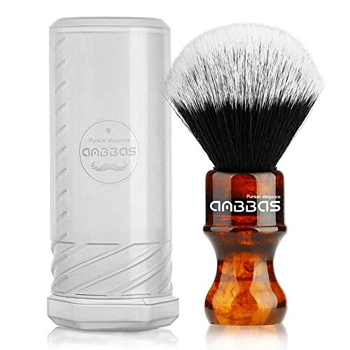 Synthetic Badger Shaving Brush with Resin Handle Nylon Bristles Hair Anbbas Lathering Foam Brush for Men Travel Professional Wet Shaving(Amber,Knot: 24 mm)
