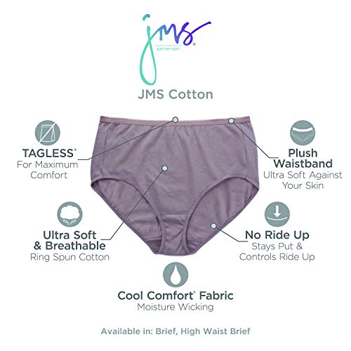Just My Size Women's Plus Size Cool Comfort Cotton Brief 6-Pack, Assorted, 11 #TOP3