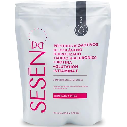 Sesen Péptidos de Colágeno Hidrolizado en Polvo 500g, Colágeno Tipo 1, 2 y 3 con Ácido Hialurónico y Biotina para Articulaciones, Pelo y Piel, Collagen Peptides Powder, Bioactivo