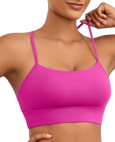 Image of Womens Y-Back Sports Bra, Weightless Padded Yoga Bra, Spaghetti Strap Low Impact Gym Top for Workout & Daily Wear