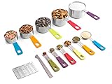 KUKPO Measuring Cups and Spoons Set- Superior Quality 13- Piece Measuring Set For Baking w/ Non-Slip Colorful Silicone Handles & Easy To Pour Spouts- Perfect For Liquid & Dry Ingredients- Great Gift