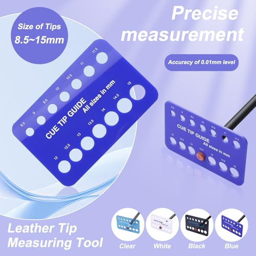 CROWN ME Billiard Cue Tip Measure Tool, Cue Tip Size Measure Tool,Blue
