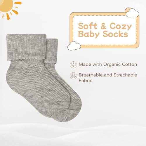 JAKIDAR Organic Cotton Baby Socks Seamless Washable Infant Toddler Kids Sock, 6 Months to 5 Years (Pack of 3)2