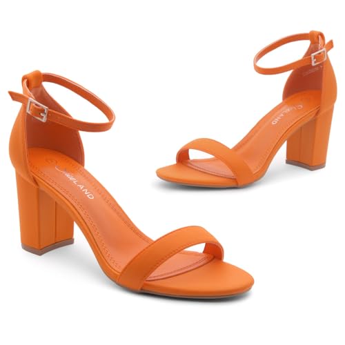 Image of Shoe Land Low Chunky Heels for Women Open Toe Ankle Strap Block Heel Sandals 3 Inch Dressy Heels for Wedding Party Date Night
