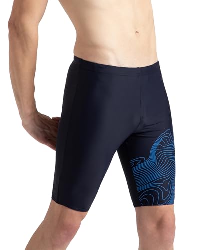 Image of Speedo Men Endurance10 Tide Print Sports Gala Logo Jammer - True Navy & Cobalt Pop
