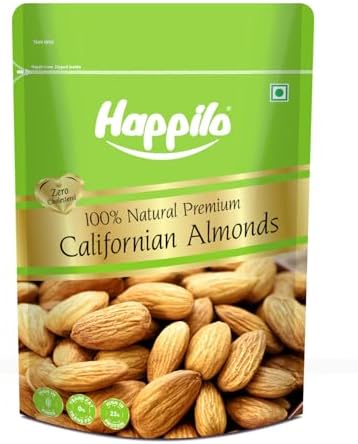 Happilo Premium Natural Californian Almonds 1 Kg | Badam Giri, Healthy Snacks, Dry Fruits | Crunchy Nuts | High in Fiber | Rich in Protein | Magnesium | Phosphorus | Dietary Fibre | Zero Cholesterol