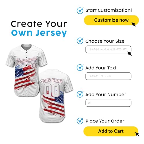 Custom Baseball Jerseys - Personalized Camo Baseball Shirts Name Number Logo - Patriotic US Flag Uniforms for Men Women Youth miniatura 7