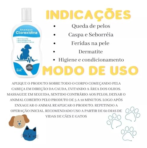 Shampoo 500ml Clorexidina Claredor E Antisséptico 5x1