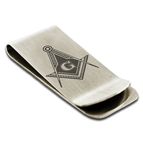 Stainless Steel Freemasons Masonic Royal Compass Symbol Money Clip Credit Card Holder