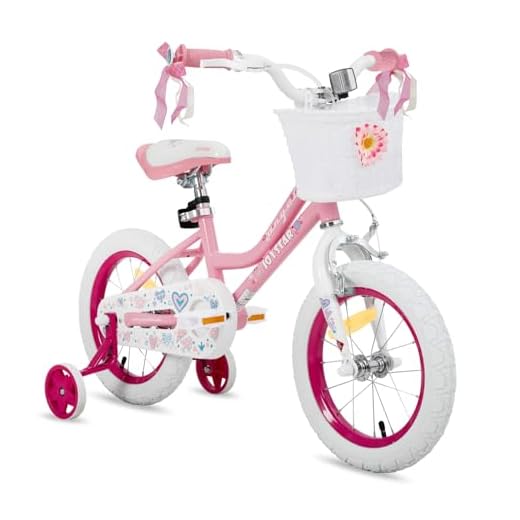 JOYSTAR Fairy - Bicicleta infantil de 14 pulgadas para niñas de 3 a 5 años, 14 pulgadas con estabilizador y cesta, color rosa claro