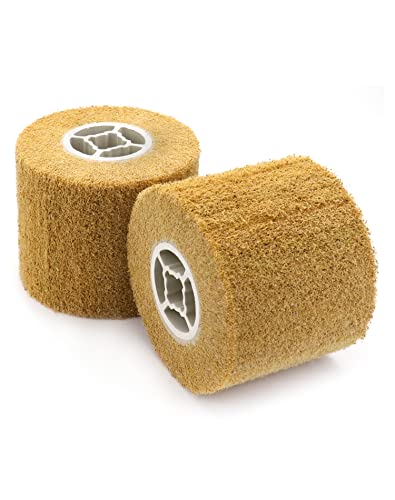 QWORK 120 Grit Non-Woven Abrasive Flap Wire Drawing Polishing Burnishing Wheels, 2 Pack Strong Cutting Force for Smooth and Mirror-Like Finish on Stainless Steel Surfaces, Wire Drawing and Polishing