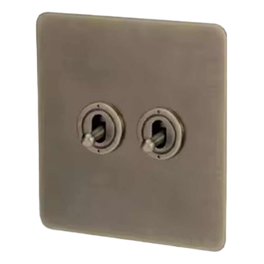 Littimoon 220V Toggle Switch Vintage Bronze Sockets and Switches Wall Light Switches Dimmer Switch Wall Outlet Plate