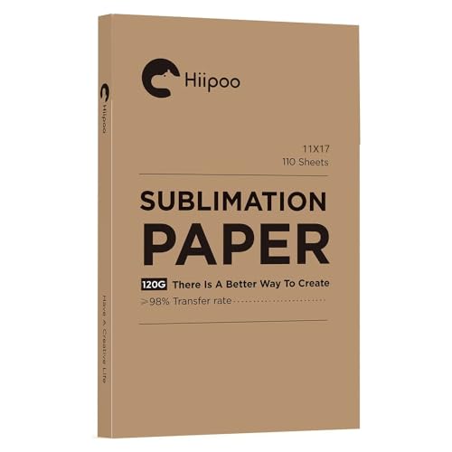Hiipoo Sublimation Paper 11x17 Inch, Work with Sublimation Ink and E Sawgrass Inkjet Printers for Mugs T-Shirts Light Fabric and Other Sublimation Blanks (110 Sheets, 120G)