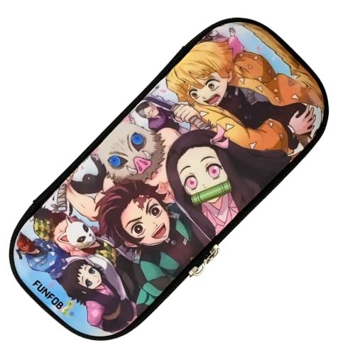 Image of Funfob Polyester Demon Slayer Pencil Box For School College For Pen Pencil Or Other Stationery Products Pencil Pouch Travel Or Cosmetic Case (Demon All Characters Zenitsu), Multicolor