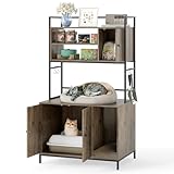 # Structure Robuste & Sûre # Notre cache-litière pour chat bénéficie d'un renfort de cadre métallique, supportant 105 kg. Kit anti-basculement évite chutes quand vos chats montent/descendent ; pieds réglables assurent stabilité sur sols irréguliers sans endommager parquets. Ce design robuste soutient durant longtemps le bonheur de vos chats.