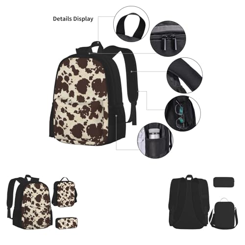 Ensemble sac à dos en toile 3 pièces avec imprimé vache - 3